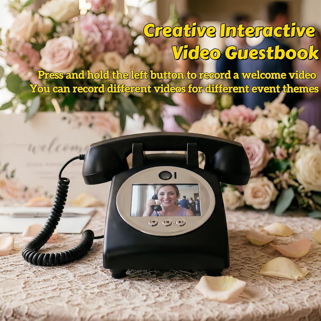 RetroVox Video & Audio Guest Book Wedding Phone Guestbook Creative Easy to Use & Fun Engagements Anniversaries Baby Showers Graduation (C Black)