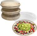 32 oz Disposable Compostable Fiber Oval Burrito Bowls with Dome Lids Heavy-Duty, Eco-Friendly Natural Bagasse Unbleached, Heat Resistant, Biodegradable Paper Salad Bowls Alternative to Plastic (200)