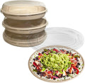 32 oz Disposable Compostable Fiber Oval Burrito Bowls with Dome Lids Heavy-Duty, Eco-Friendly Natural Bagasse Unbleached, Heat Resistant, Biodegradable Paper Salad Bowls Alternative to Plastic (500)