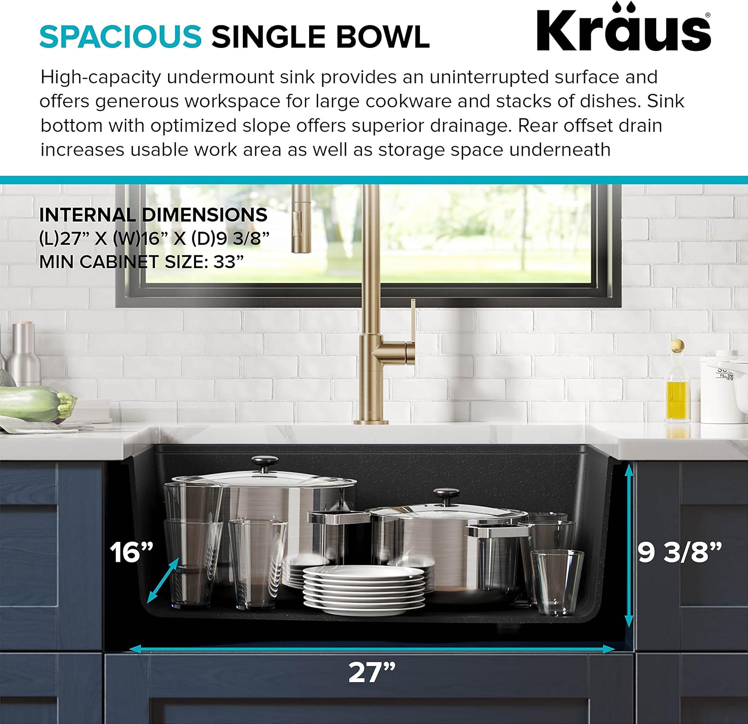 KRAUS Bellucci 30' in. Undermount Workstation Granite Kitchen Sink in Metallic Black with Accessories, KGUW2-30MBL