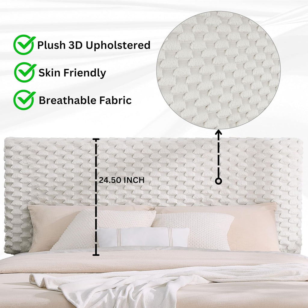 Elegant Plush 2-Piece Bedroom Set for Cozy Comfort, Upholstered Full Bed with Stylish Nightstand, Off White