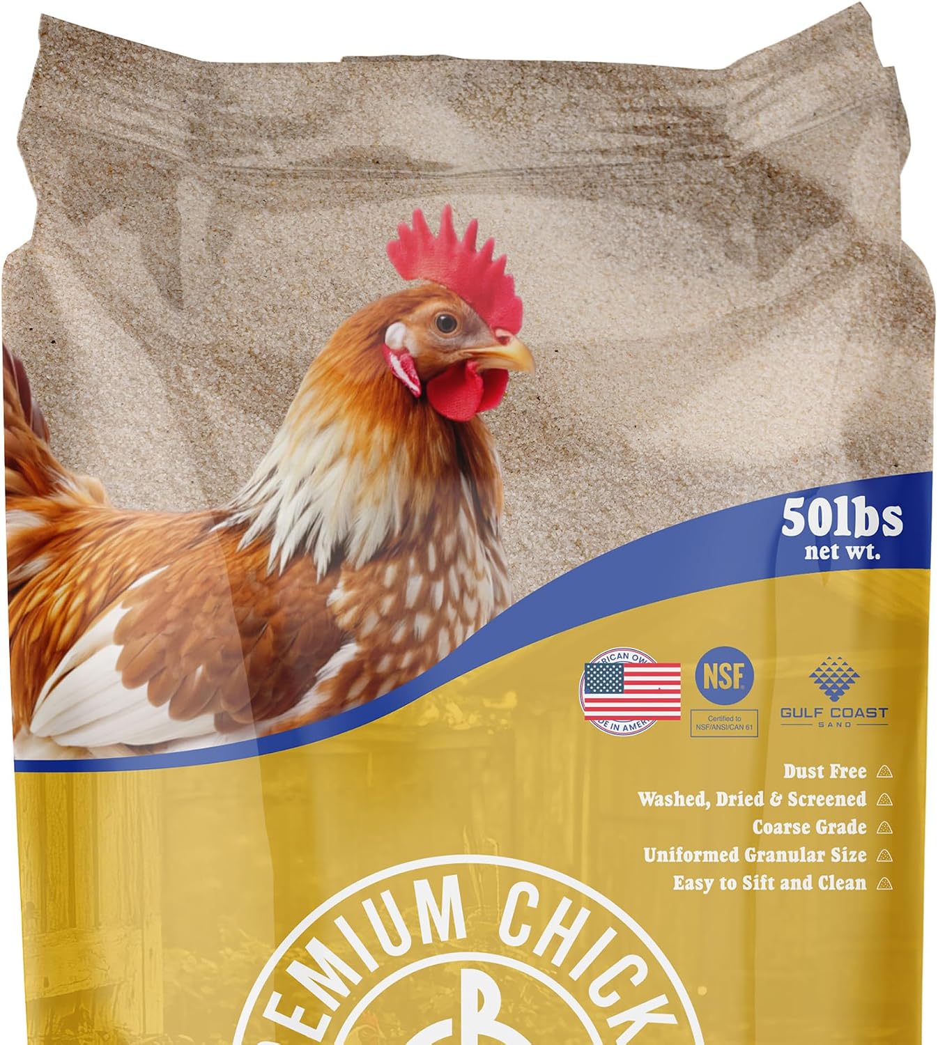 Premium Chicken Sand 50 lbs (8-Pack) – Dust-Free, Odor-Control Bedding for Chicken Coops, Nesting Boxes, and Runs – Natural Poultry Litter, 400 lbs Total
