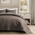 EVERGRACEHOME Cotton Sateen Quilt Set Oversized King, Pre-Washed Cotton Channel Stitch Coverlet Bedspread, 3 Pieces Lightweight Soft Bedding Sets for All Season, with 2 Pillow Shams, Mocha Brown