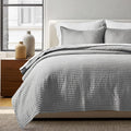 EVERGRACEHOME Cotton Sateen Quilt Set King Size, Pre-Washed Cotton Channel Stitch Coverlet Bedspread, 3 Pieces Lightweight Soft Bedding Sets for All Season, with 2 Pillow Shams, Fog Gray