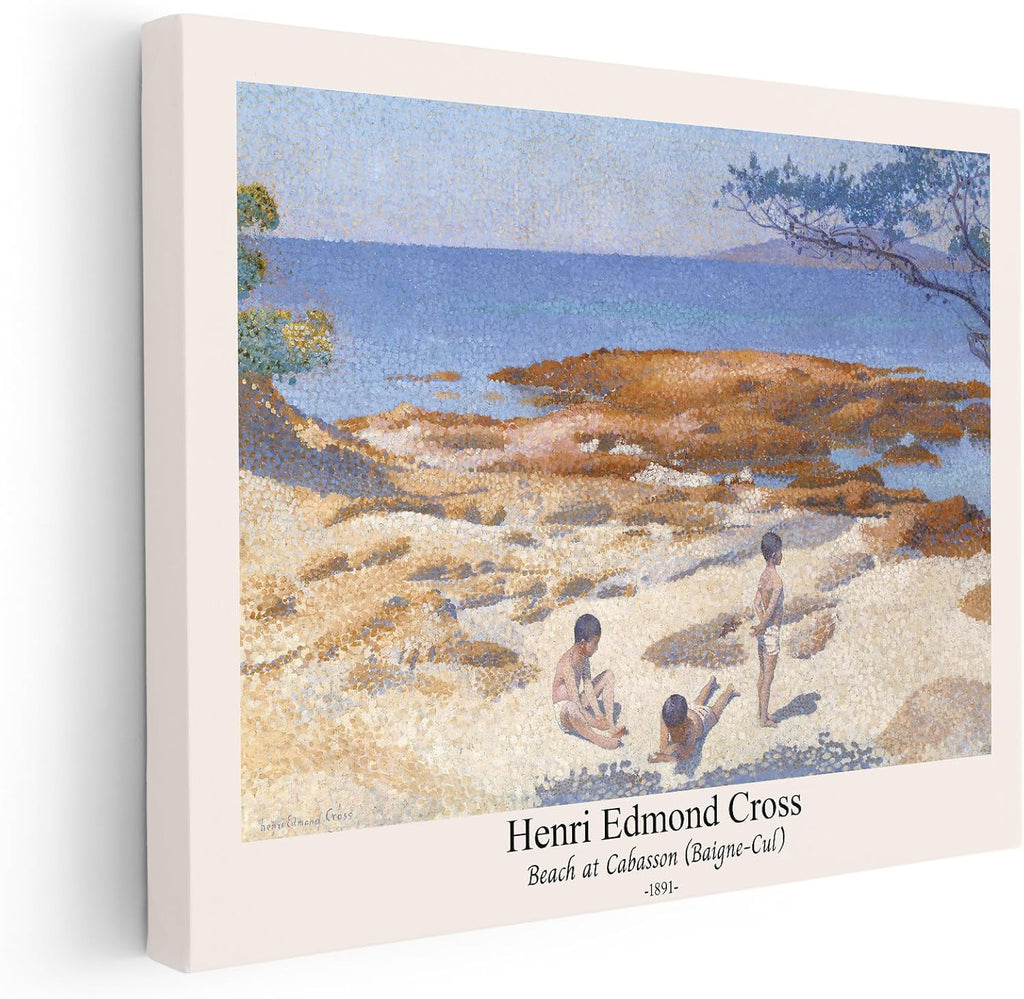 Poster Master Vintage Henri Edmond Cross Canvas - Retro Beach At Cabasson Print - Baigne-Cul Art - Aesthetic Impressionism - Classic Painting - Living Room Wall Decor - 24x32 STRETCHED Canvas