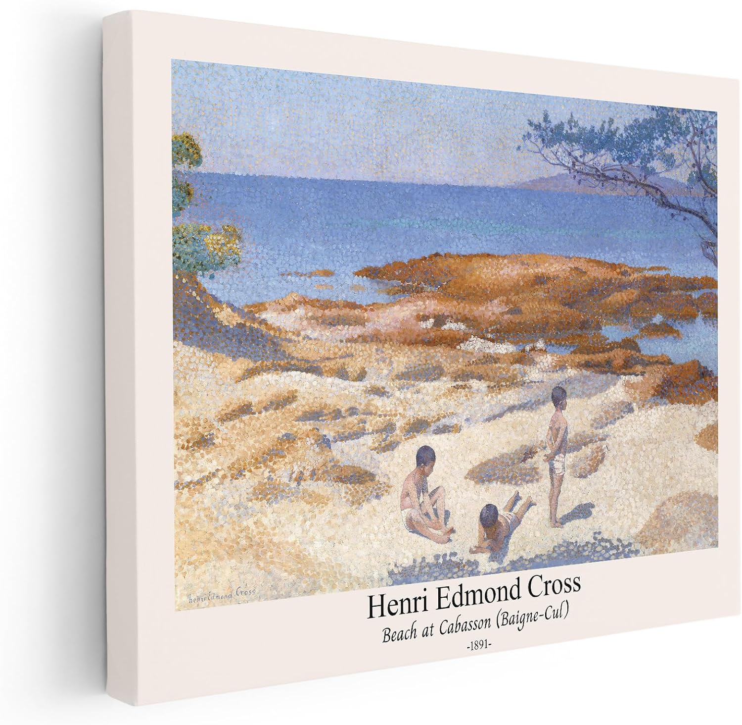 Poster Master Vintage Henri Edmond Cross Canvas - Retro Beach At Cabasson Print - Baigne-Cul Art - Aesthetic Impressionism - Classic Painting - Living Room Wall Decor - 24x32 STRETCHED Canvas