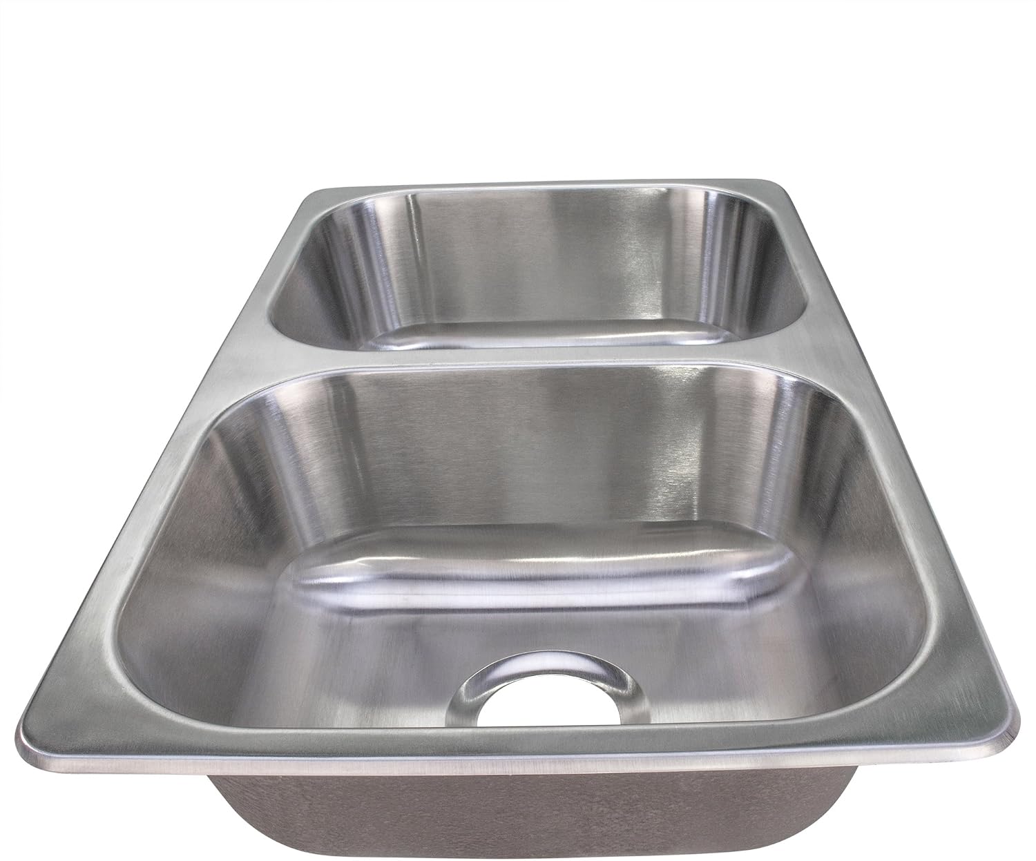 RecPro RV Double Bowl Kitchen Sink | 27' x 16 x 7' | Stainless Steel