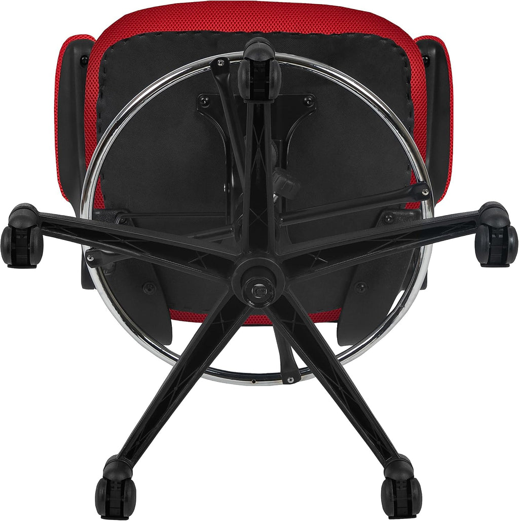 Flash Furniture Kelista Mid-Back Swivel Office Chair with Adjustable Seat Height, Ergonomic Mesh Desk Chair with Flip-Up Armrests, Red