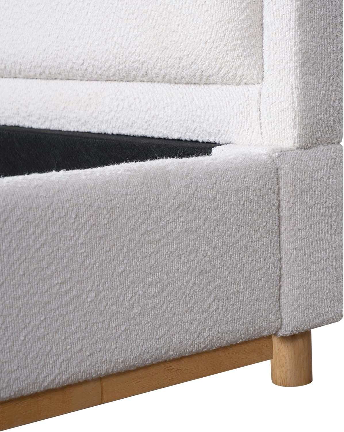 Christopher Knight Home Robey King Size Platform Bed Frame, Boucle Fabric King Size Bed Frame and Headboard, Modern King Bed Set, Wooden Slat Support, No Box Spring Needed, Easy Assembly, White