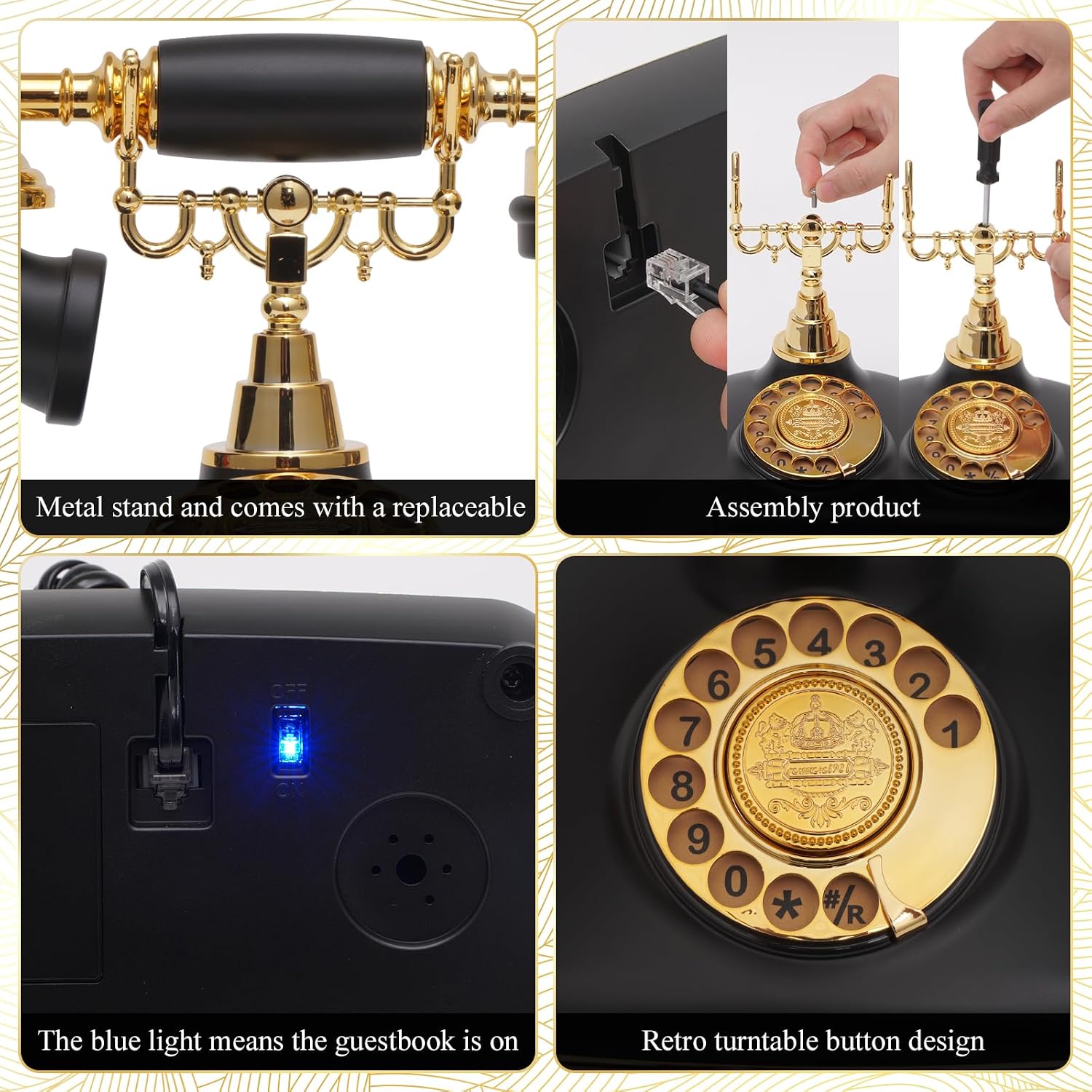 UKBW Audio Guest Book Wedding Phone, Audio Phone Guestbook, Record Audio Messages with Guestbook, Guestbook Alternative for Wedding, Birthday Party, Baby Shower, Anniversary, Engagement(Black)