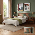 mopio Ted Bed Frame with Headboard, Mid Century Modern Acacia Solid Wood Platform Bed Frame, Wooden Slats, No Box Spring, Double Metal Bar Support (Solid Wood Slatted, Full)