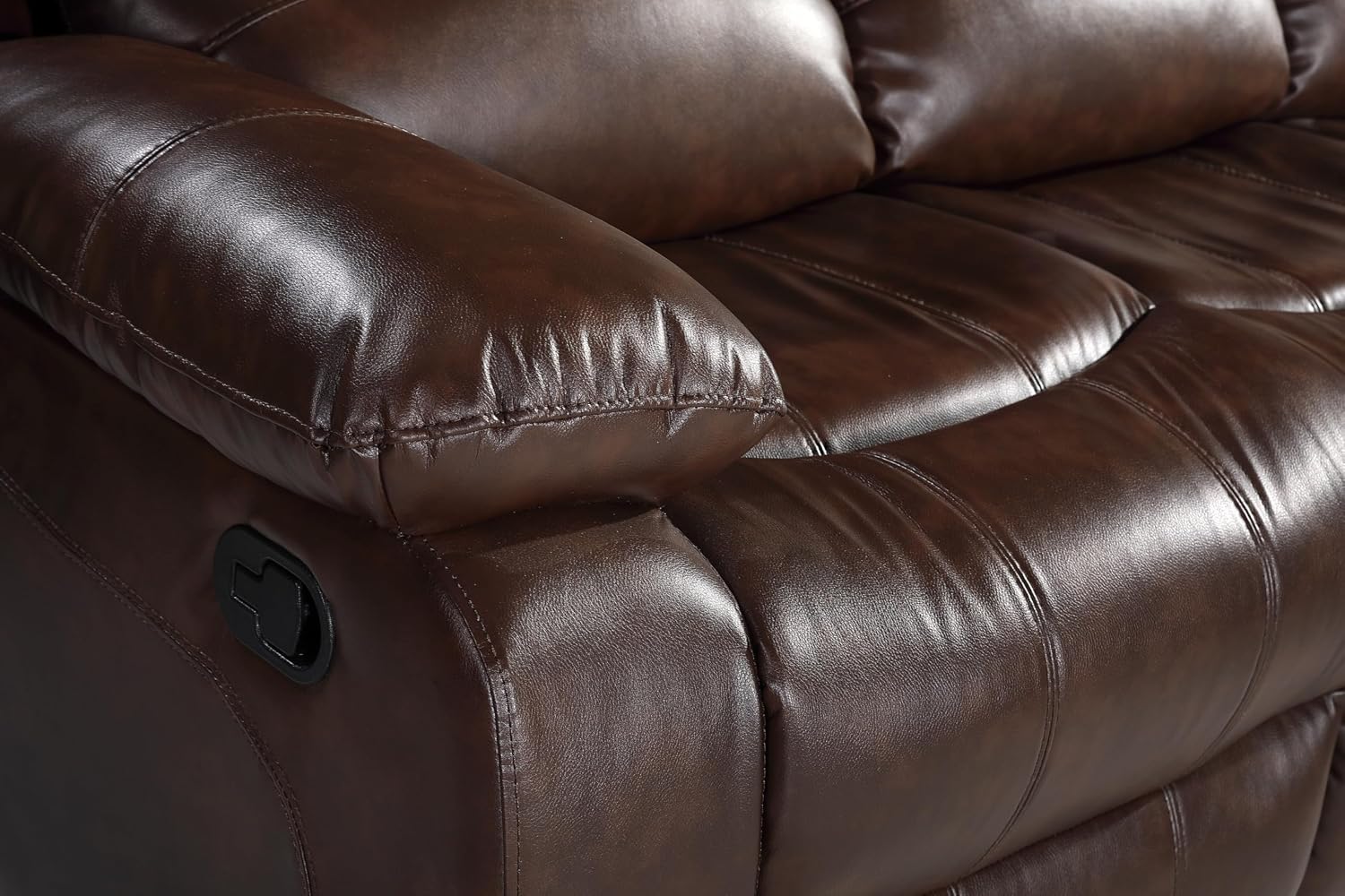 Betsy Furniture 3PC Faux Leather Manual Reclining Couch Set, Living Room Furniture Set, Sofa, Loveseat, Glider, 8018 Multiple Colors (Brown, Sofa+Loveseat+Chair)