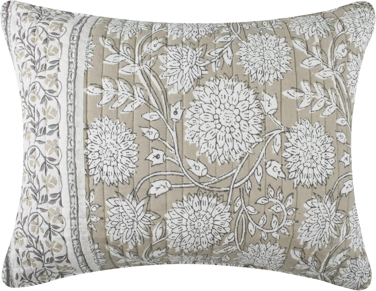 Levtex Home Adare Taupe Reversible Twin XL/Twin Quilt Set (68x86in) with 1 Pillow Sham (26x20in) - Floral Bedding - Taupe White - Cotton Twin Size Quilt Bedding Set - Lightweight, Soft, Pre-Washed