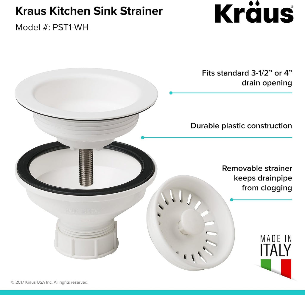 KRAUS KGD-442 Quarza 33-inch 33' Dual Mount 60/40 Double Bowl Granite Kitchen Sink in White
