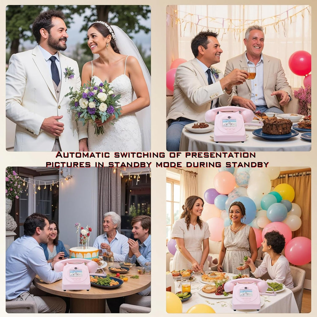 Video Audio Guest Book Wedding Phone, 1080P HD Video Audio Phone Guestbook, Preserve Your Special Occasions, Ideal for Wedding Bridal Shower, Birthday, Graduations, Baby Shower (Pink)