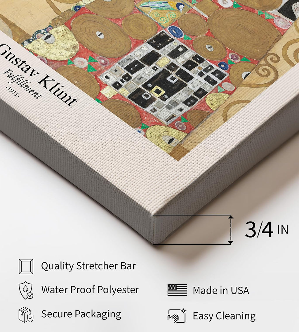 Poster Master Vintage Gustav Klimt Canvas - Retro Fulfillment Print - Abstract Symbolism - Aesthetic Art - Classic Painting - Art Nouveau - Living Room Wall Decor - 24x32 STRETCHED Canvas