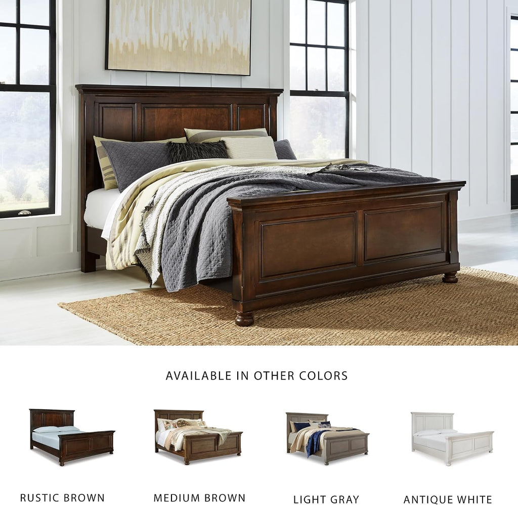 Signature Design by Ashley Porter Traditional King Panel Bed, Foundation or Box Spring Needed, Dark Brown