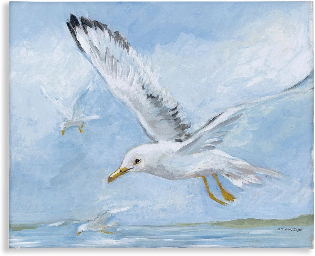 Stupell Industries Scenic Seagulls Flying Canvas Wall Art Design by Susan Winget, 48 x 36