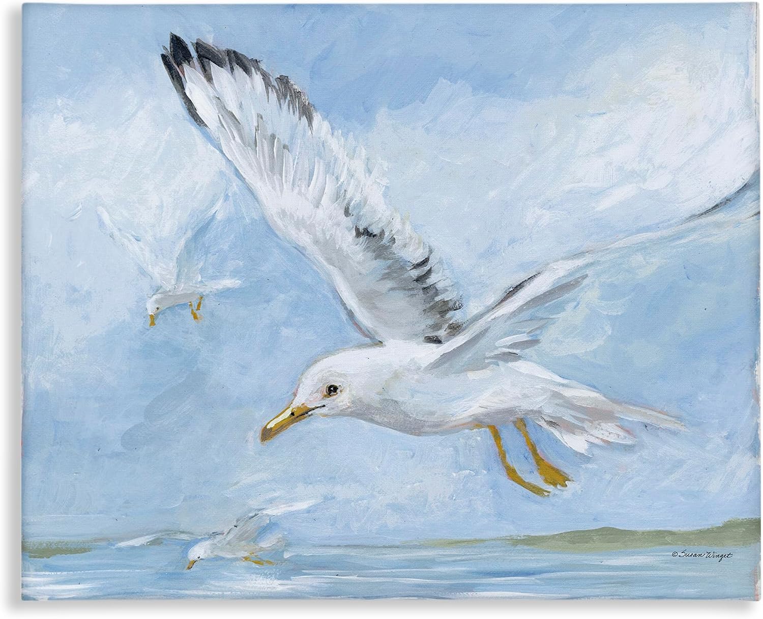 Stupell Industries Scenic Seagulls Flying Canvas Wall Art Design by Susan Winget, 48 x 36