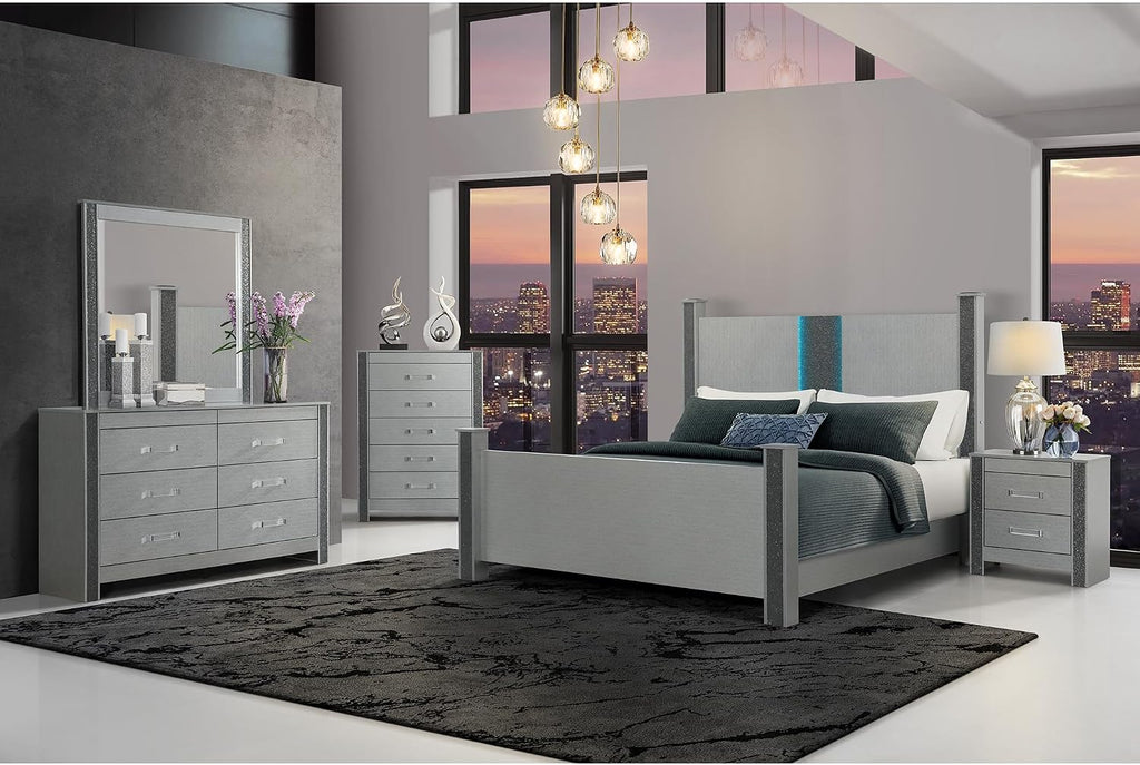 Silver 5PC Full Bedroom Set