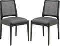 SAFAVIEH Home Collection Reinhardt Rattan Cushion Dining Chair (Set of 2) -Fully Assembled DCH8800C-SET2, Black/Grey