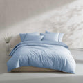 Calvin Klein - King Duvet Cover Set, Relaxed Garment Washed Cotton Percale Bedding with Shams, Button & Corner Tie Closure, Oeko-Tex Certified (Modern Cotton Washed Percale Blue)