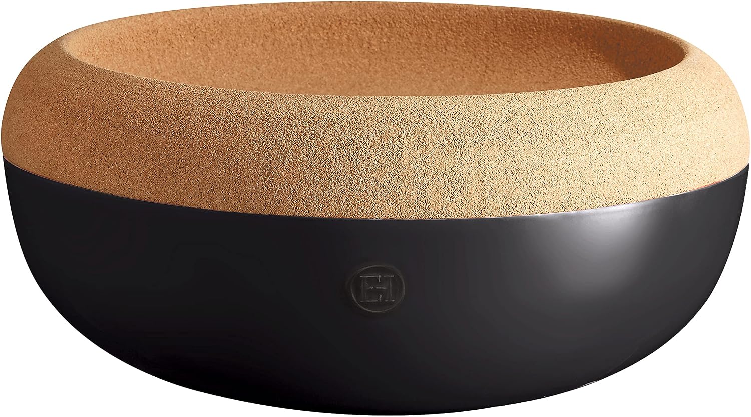 Emile Henry Made in France Large Fruit & Vegetable Storage Pantry Bowl, 14.1 inch diameter, Black Truffle
