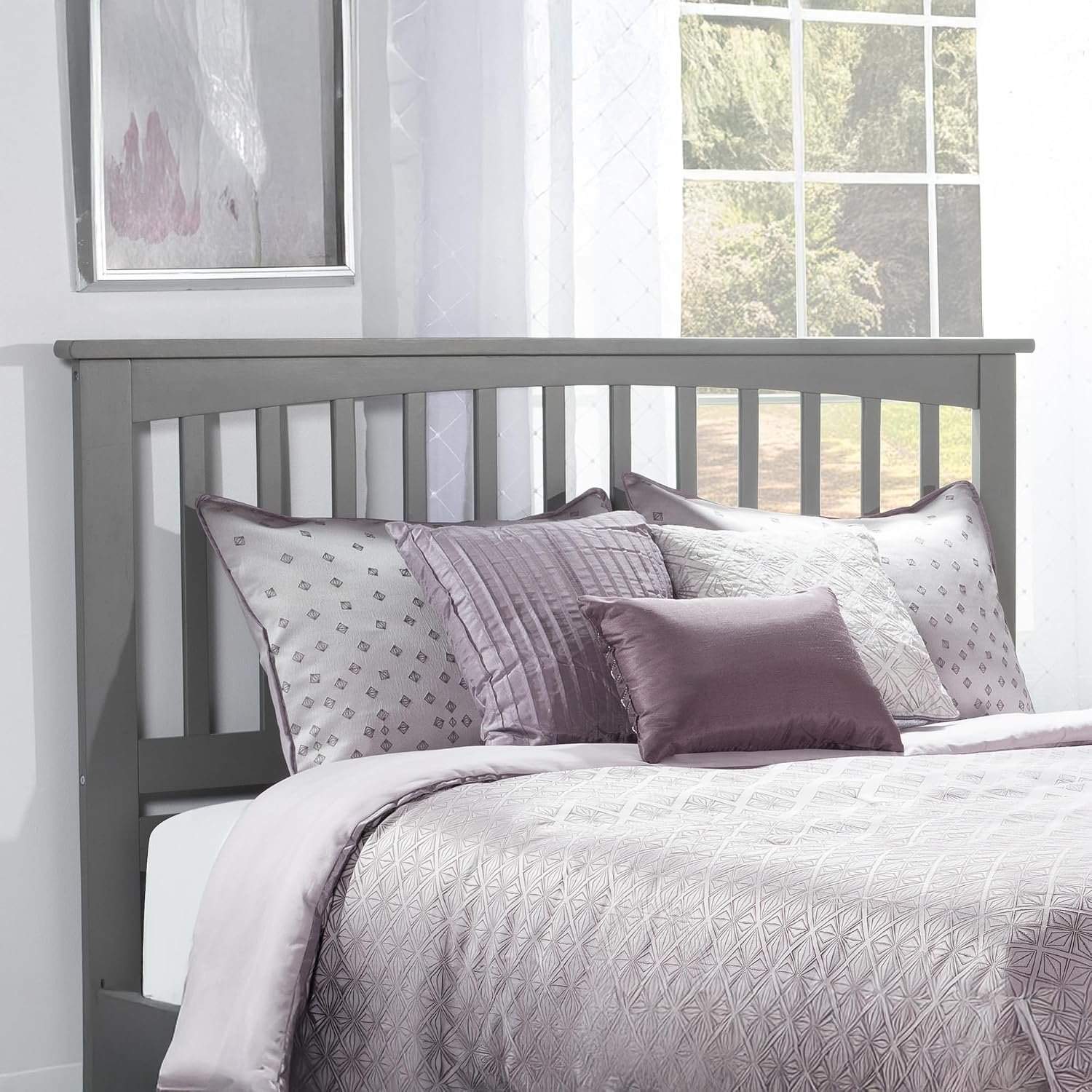 AFI, Mission Queen Solid Wood Headboard, Grey