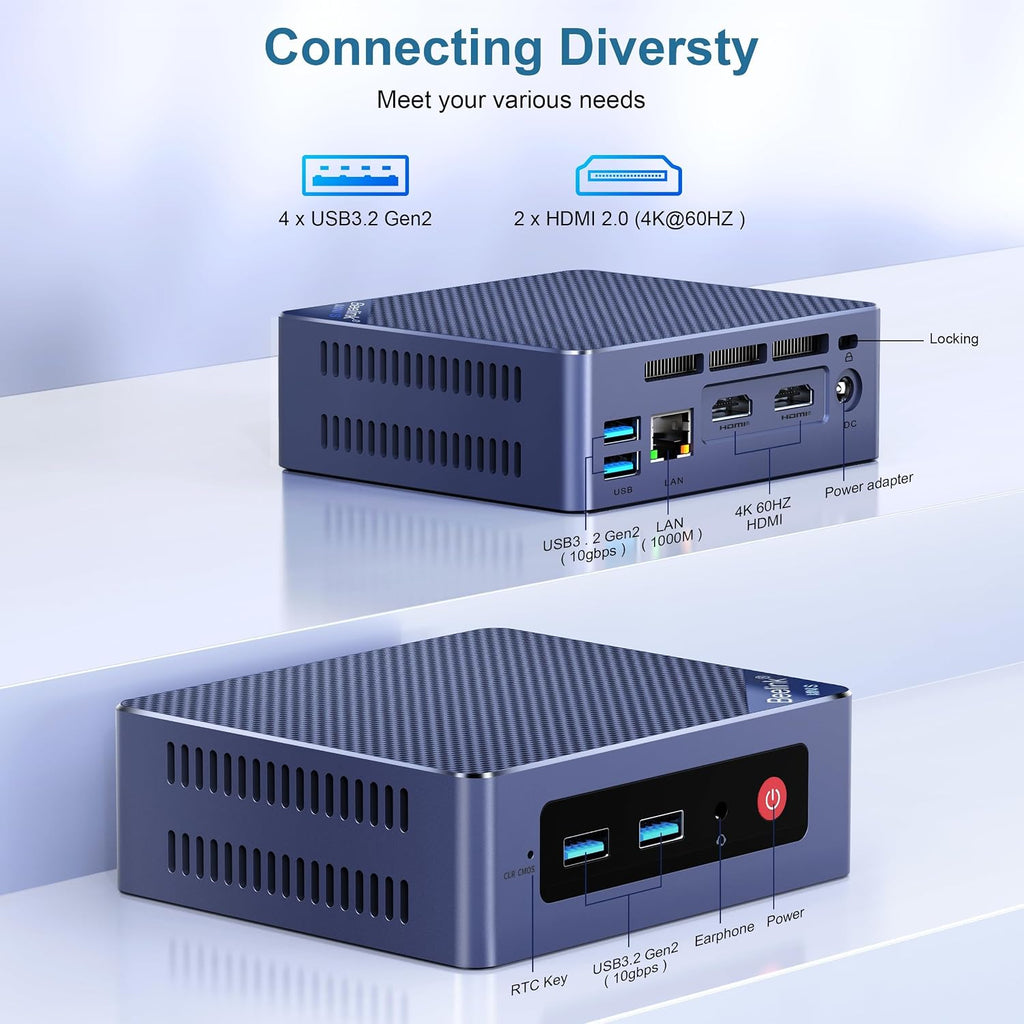 Beelink Mini PC, Mini S13 PRO Intel 12th N150(Up to 3.6GHz), 16GB DDR4 500GB SSD, Mini Computer Support 4K Dual HDMI Display/WiFi6/BT5.2/USB3.2/WOL Home/Office