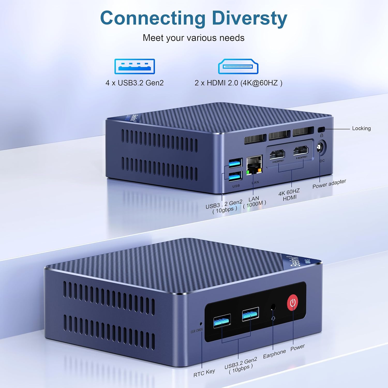 Beelink Mini PC, Mini S13 PRO Intel 12th N150(Up to 3.6GHz), 16GB DDR4 500GB SSD, Mini Computer Support 4K Dual HDMI Display/WiFi6/BT5.2/USB3.2/WOL Home/Office