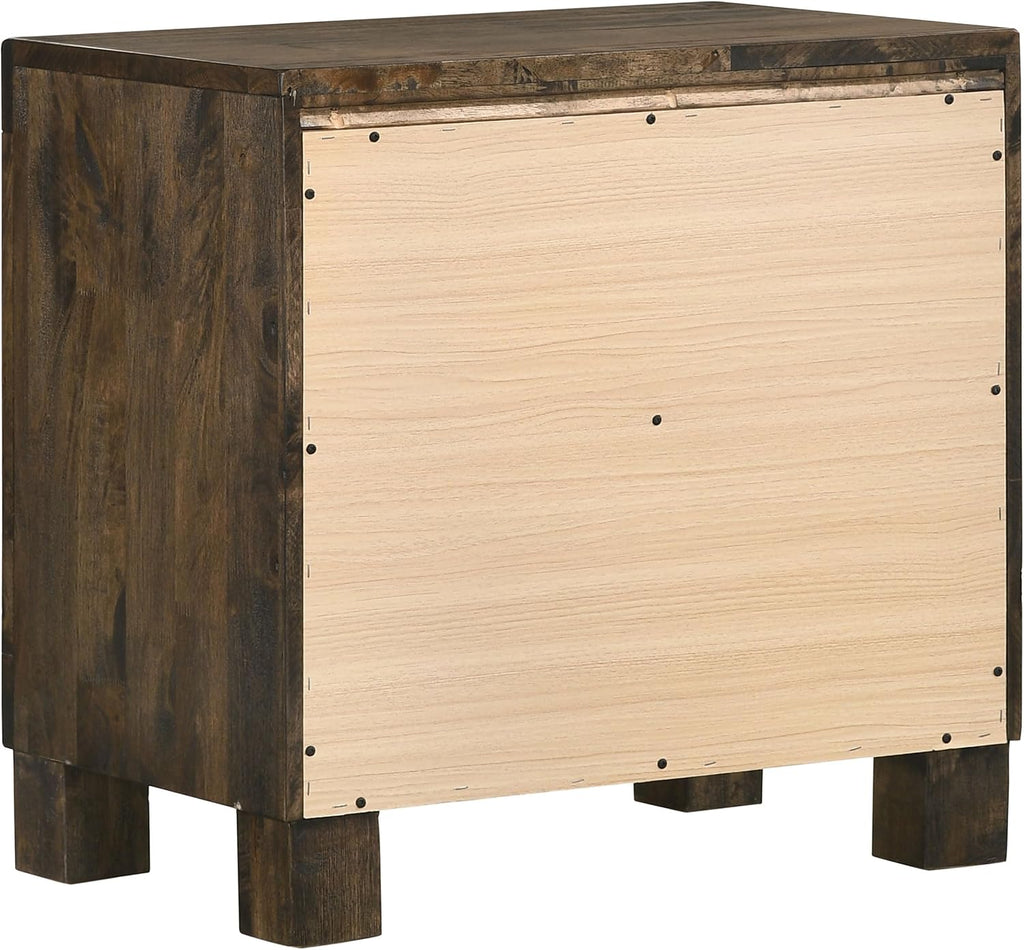 Coaster Home Furnishings Woodmont Farmhouse Engineered Wood 2-Drawer Bedroom Nightstand Bedside Table Organizer Unit Rustic Golden Brown 222632