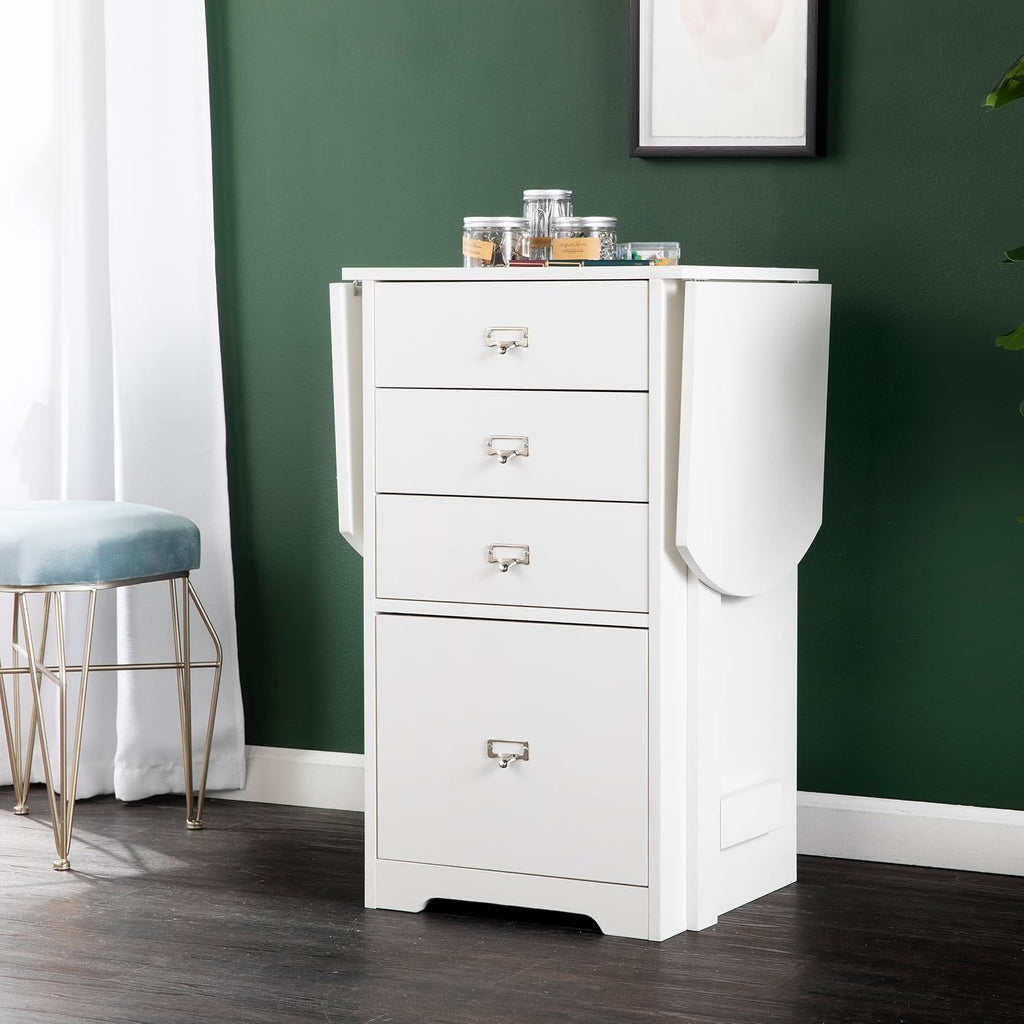 SEI Furniture Drop-Leaf Desk w/Storage, White