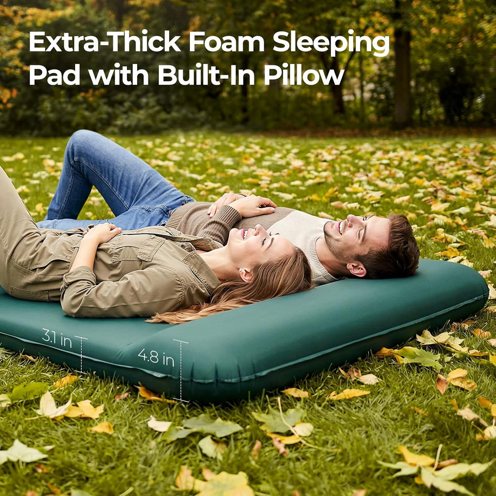 OGERY Self Inflating Sleeping Pad with Electric Pump, 3.15' Ultra-Thick Memory Foam Camping Pad, 4 Season Camping Mattress Pad with Built-in Pillow