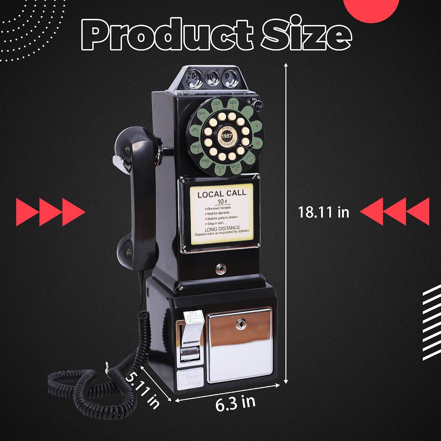 Audio Guest Book Wedding Phone, Audio Phone guestbook, Unique Phone Voice Recorder, Audio guestbook Like Leaving A Voicemail Message, Preserve Your Special Occasions (Antique, Black)