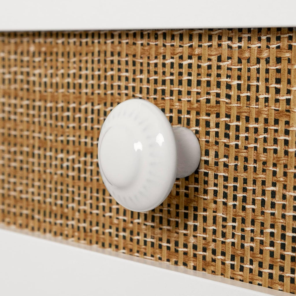 South Shore Bloom Mates Bed with 3 Drawers, Full, White and Faux Printed Rattan