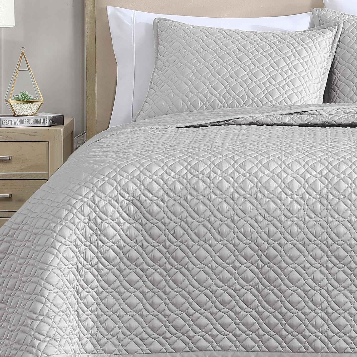 Riverbrook Home Noble Tencel Coverlet Set, King, Silver, 3 Piece Set