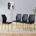 Dining Room Chairs Set of 4,Comfortable,Fashionable Soft Padded Kitchen Chairs High Backrests Metal Legs. Suitable for Living Room and Bedroom (Black+Gold Leg Set of 4)