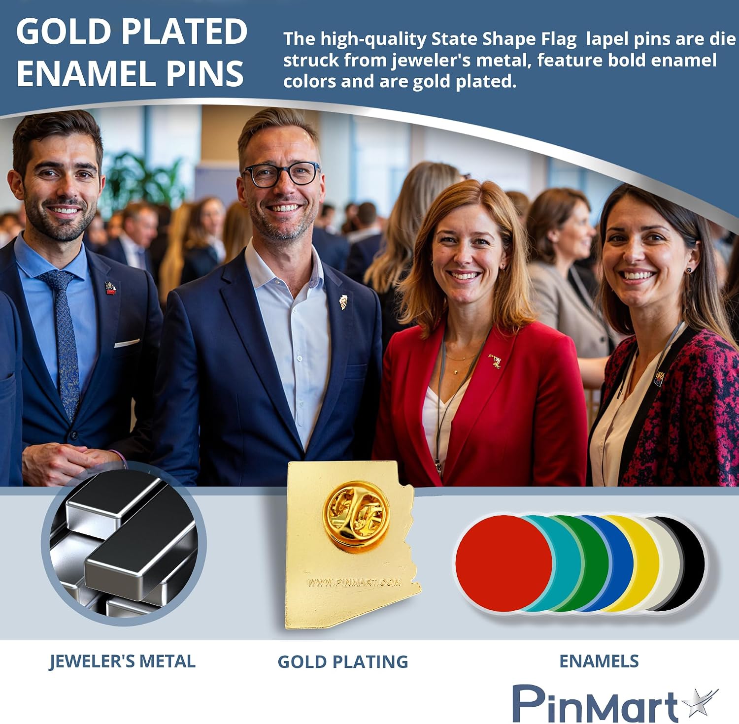 PinMart State Shape Flag Lapel Pin