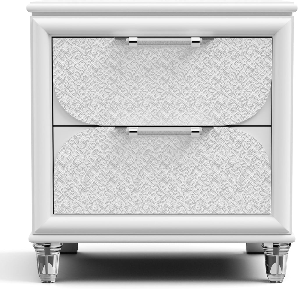 Furniture of America Leila Modern Wood 6-Piece Kids Bedroom Set with LED on Headboard and Mirror, Embossed Panels, Hidden Jewelry Tray, Felt-Lined, No Box Spring Needed, Twin, Pearl White