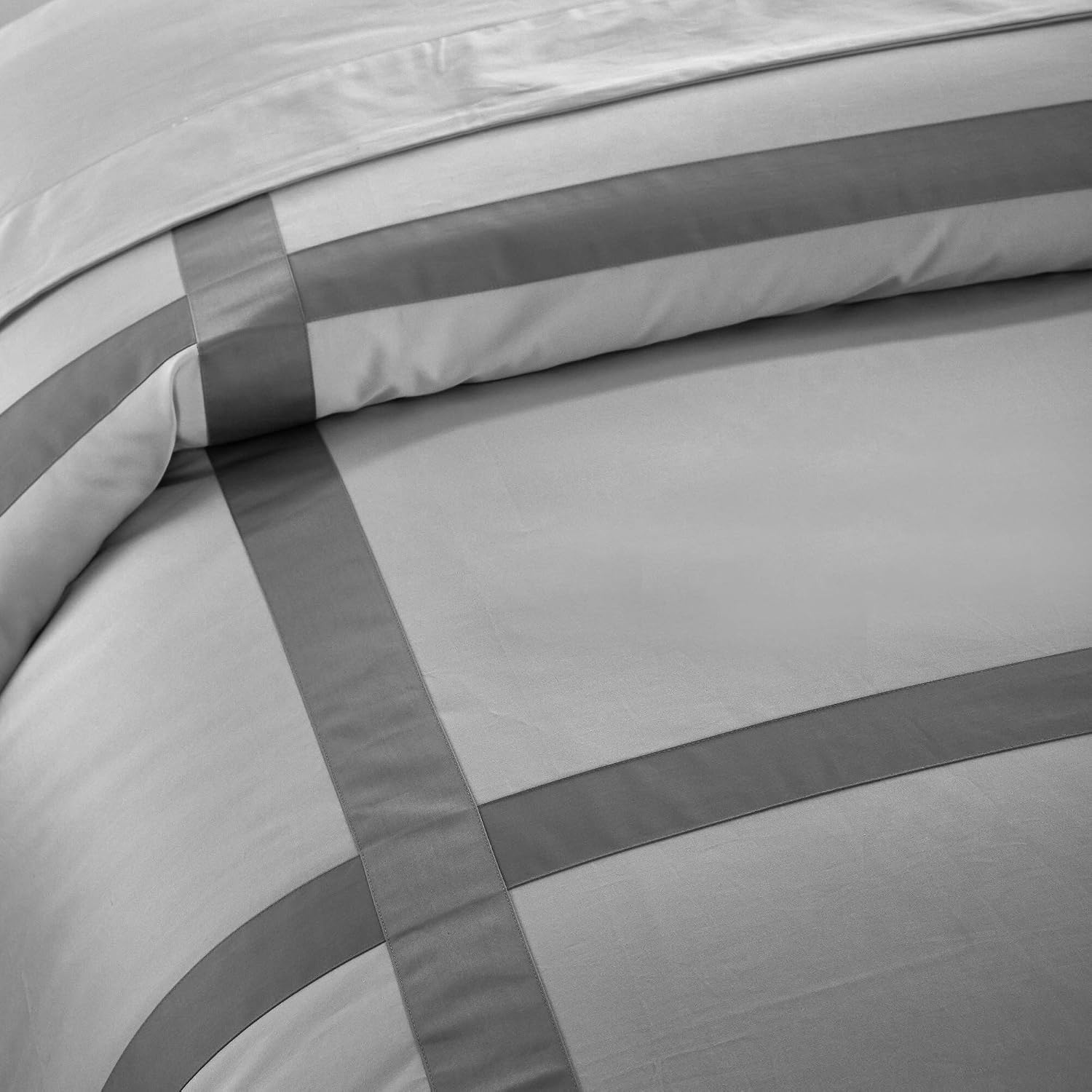 Casabolaj Equilibrio 3 Pieces Casual Duvet Cover Set-100% Egyptian Cotton Sateen 400 Thread Count-Modern Minimalist Bedding Sets Cross Patchwork Manufacturing-Silver/Grey Color (California King)