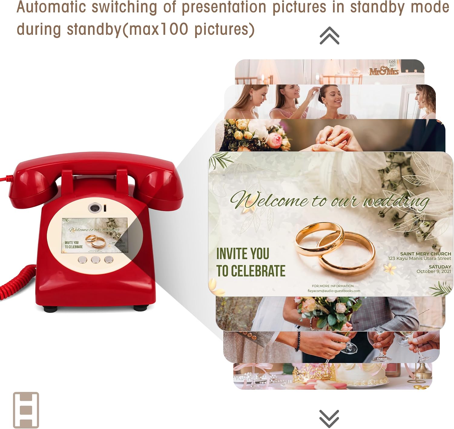 Video Audio Guest Book,1080P HD Video Phone Guestbook, Record Preserve Your Special Occasions, Ideal for Wedding Bridal Shower, Birthday, Graduations, Baby Shower(Red)