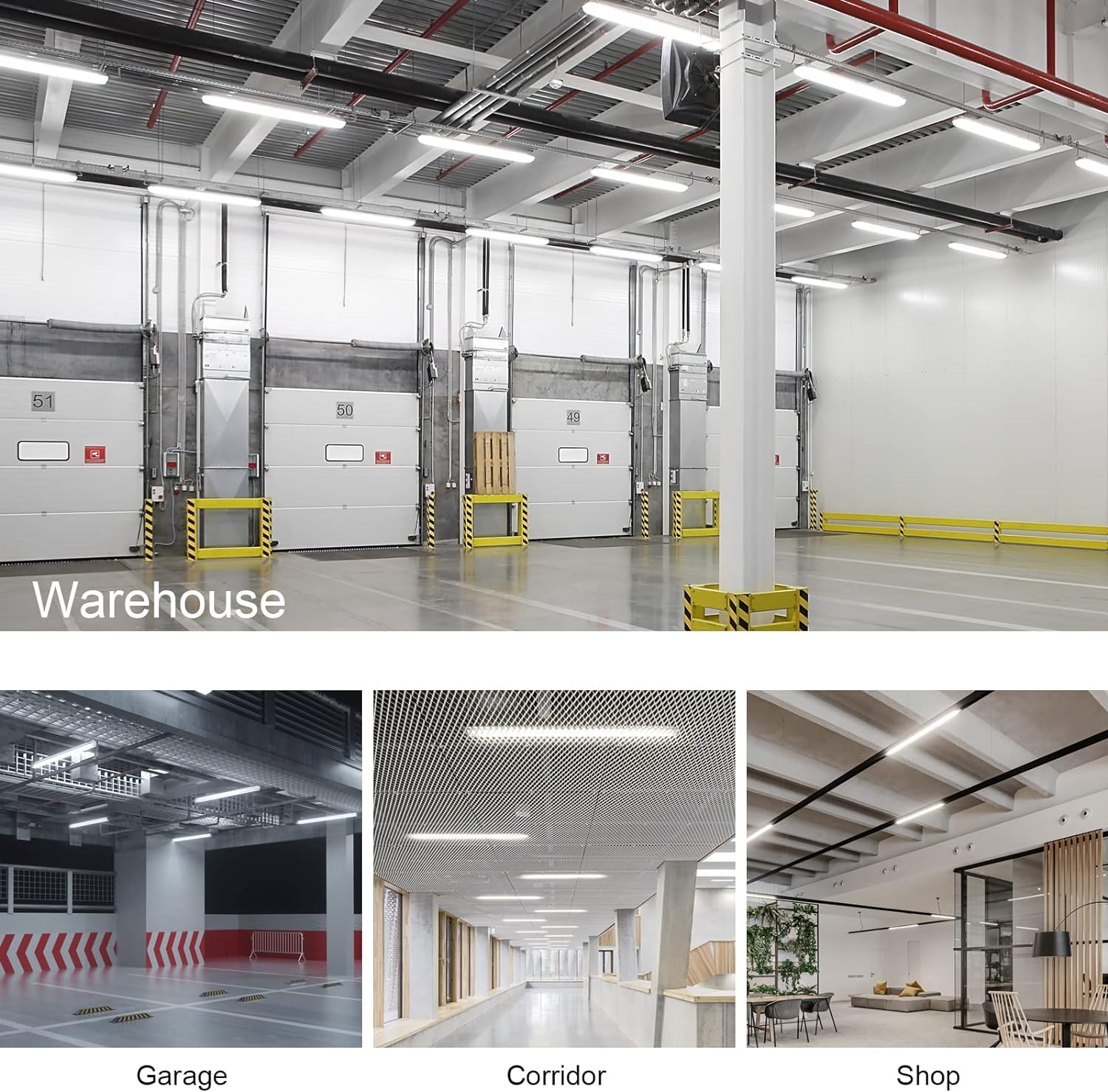 8 Packs 4FT LED Batten Light, Ultra-Thin Ceiling Surface Mounted Light, 40W, 4000K, IP20, LED Ceiling Lamp for Garage, Shop, Hallway, Office, Market, ver2