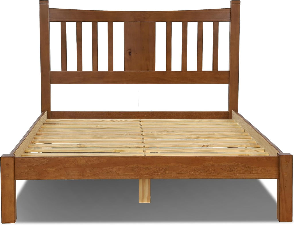 Grain Wood Furniture Shaker Solid Wood Slat Platform Bed, King Size, Walnut