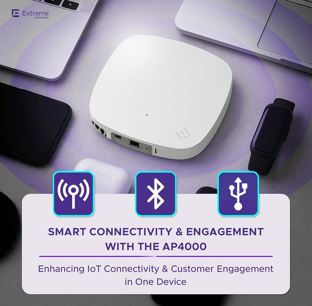 AP4000-WW Tri-Radio Indoor Wi-Fi 6E Access Point - 2.4GHz/5GHz/6GH, Multi-OS Support, Cloud-Managed with ExtremeCloud IQ, High-Density Performance