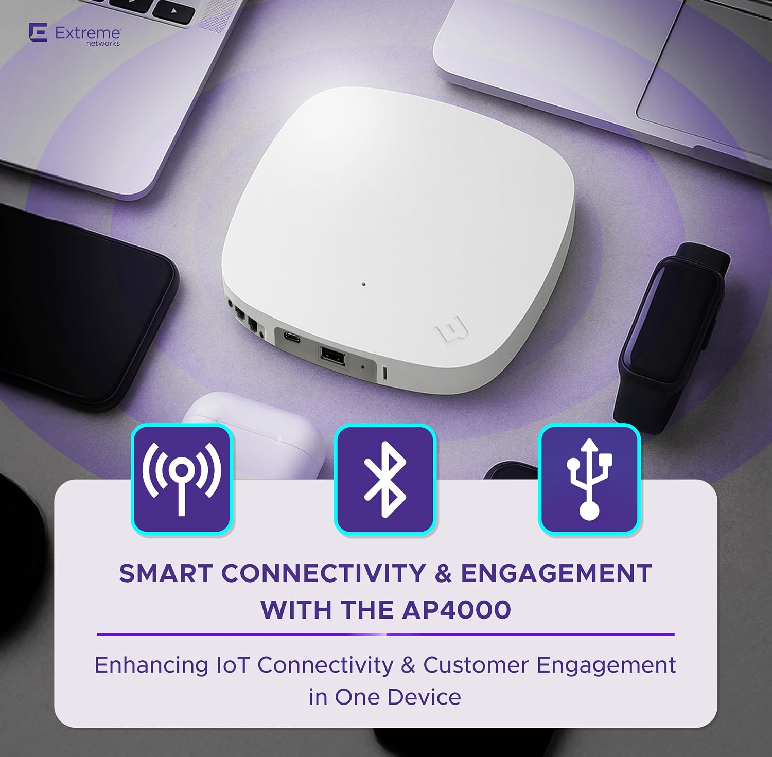 AP4000-WW Tri-Radio Indoor Wi-Fi 6E Access Point - 2.4GHz/5GHz/6GH, Multi-OS Support, Cloud-Managed with ExtremeCloud IQ, High-Density Performance