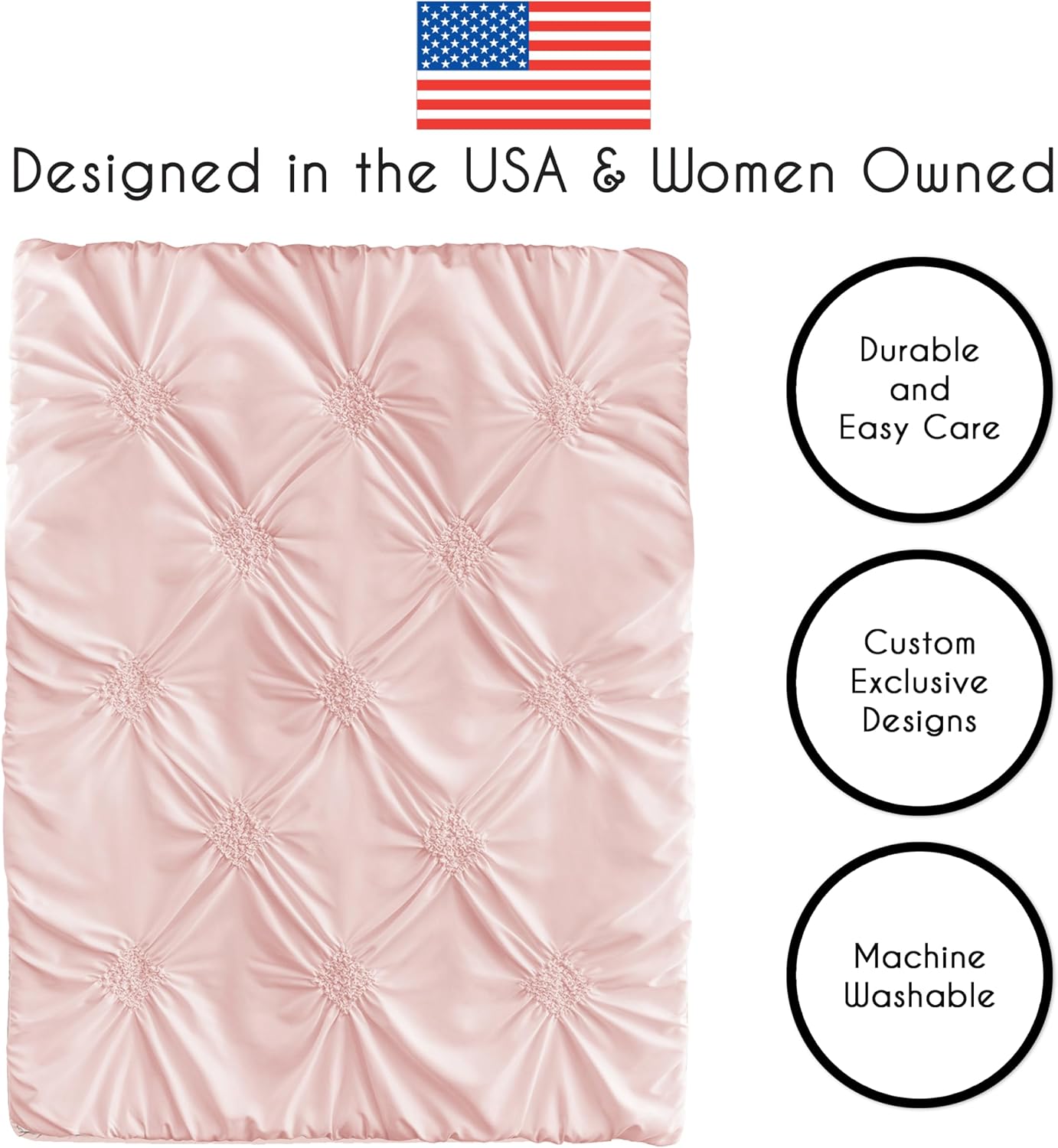 Sweet Jojo Designs 4-Piece Baby Crib Bedding Set (Pink Shabby Chic) for Girls, Infants/Nursery incl. Blanket, Fitted Sheet, Skirt, Diaper Stacker (Elegant, Diamond, Blush, Princess Harper Collection)
