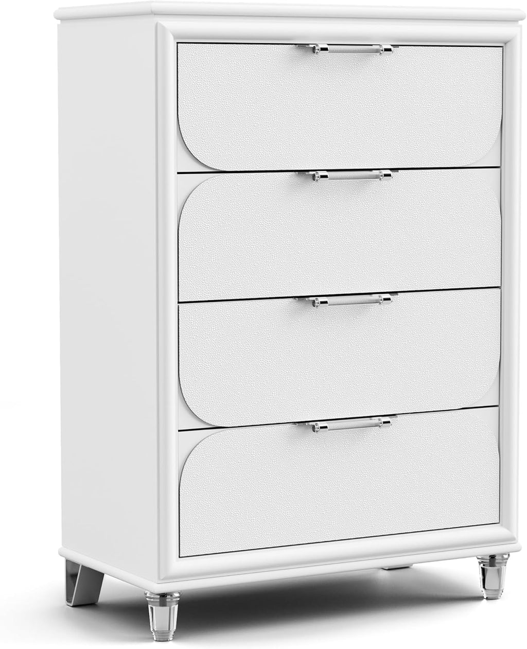 Furniture of America Leila Modern Wood 6-Piece Kids Bedroom Set with LED on Headboard and Mirror, Embossed Panels, Hidden Jewelry Tray, Felt-Lined, No Box Spring Needed, Twin, Pearl White