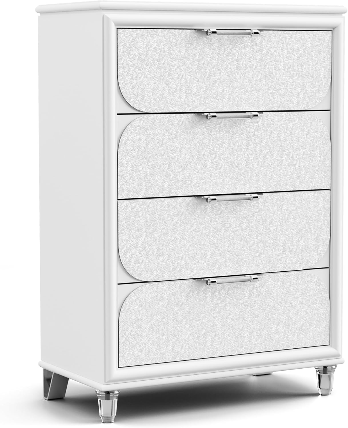 Furniture of America Leila Modern Wood 6-Piece Kids Bedroom Set with LED on Headboard and Mirror, Embossed Panels, Hidden Jewelry Tray, Felt-Lined, No Box Spring Needed, Twin, Pearl White