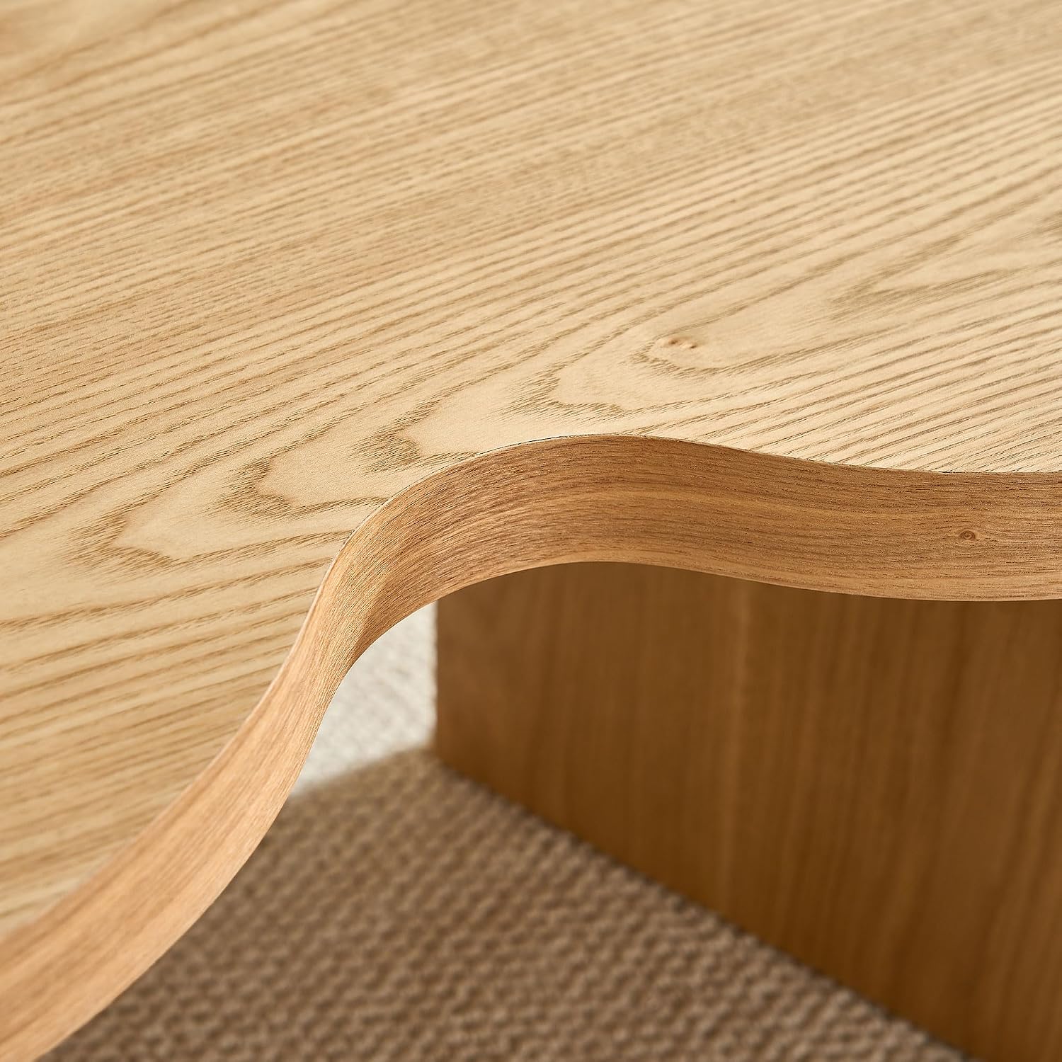 Nesting Coffee Table Set of 2 for Living Room, Couch/Bedroom Side, Butterfly Shaped Unique Cute, 31.49' Wood Irregular Fun Center Table for Small Space - Oak