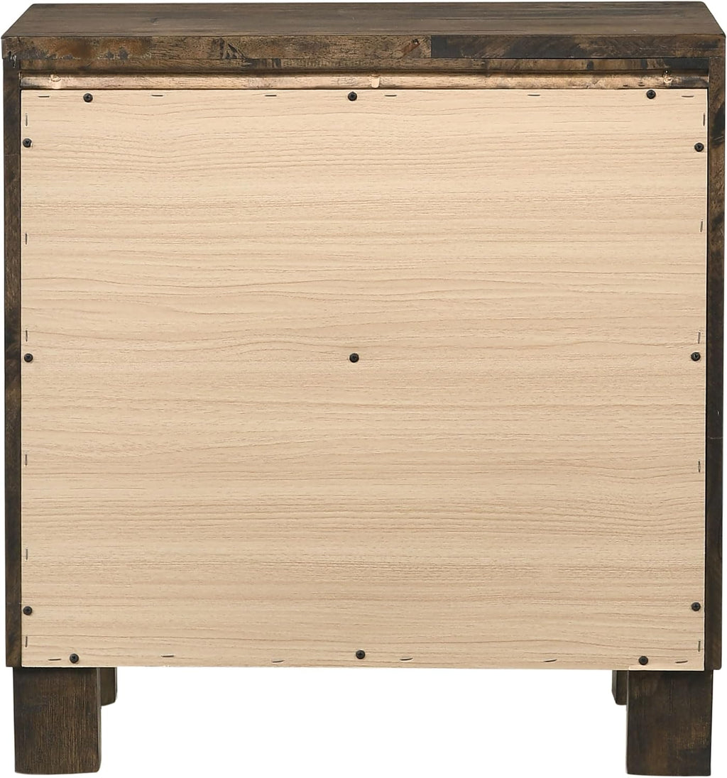 Coaster Home Furnishings Woodmont Farmhouse Engineered Wood 2-Drawer Bedroom Nightstand Bedside Table Organizer Unit Rustic Golden Brown 222632